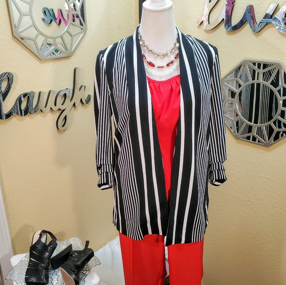 NYCC Black & White Striped Blazer sz M - Picture 9 of 12